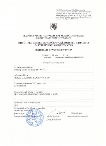VAT certificate